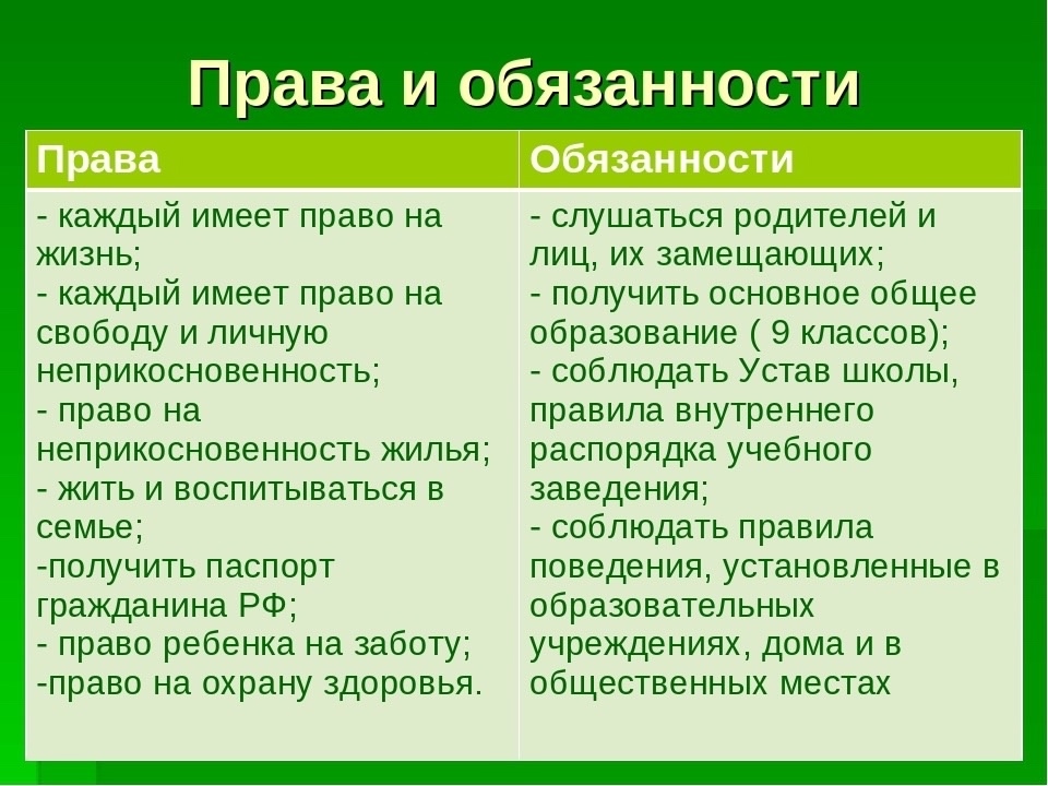 Права и обязанности